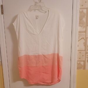 White and Pink V-Neck Top